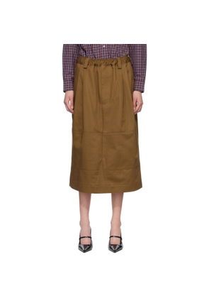 Meryll Rogge Brown Workwear Drawstring Denim Midi Skirt