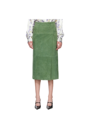 Meryll Rogge Green Suede Long Wrap Midi Skirt