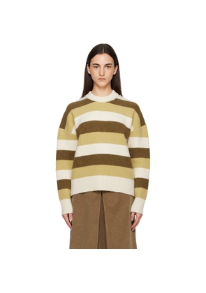 AMI Paris Green & Brown Alpaca Striped Crewneck Sweater