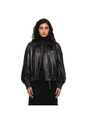 Jil Sander Black Blouson Leather Jacket
