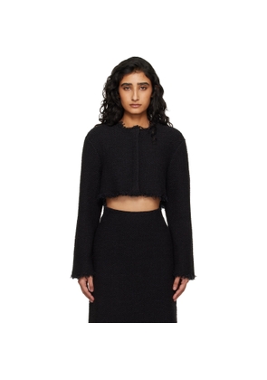 Jil Sander Black Boucle Long Sleeves Cropped Jacket