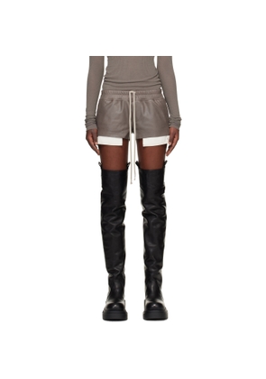 Rick Owens Gray Temple Fog Leather Shorts