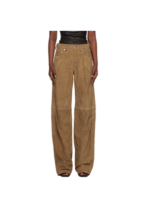 Rick Owens Tan Temple Geth Suede Pants