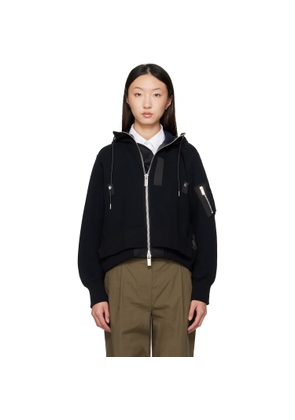 sacai Black Sponge Sweat x Nylon Twill Hoodie