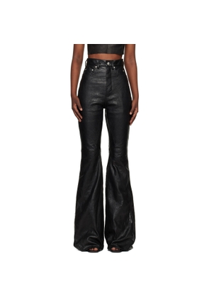Rick Owens Black Temple Bolan Bootcut Leather Pants