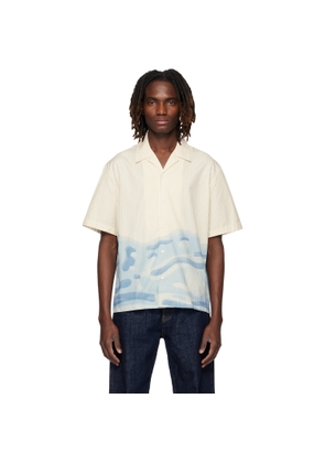 Lacoste White & Blue Relaxed Fit Striped Lacoste Logo Shirt