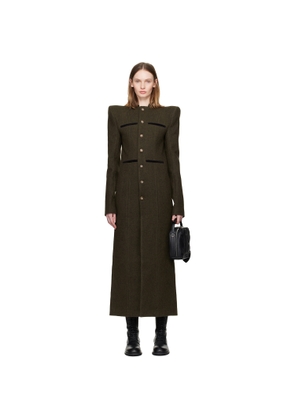 LAURA ANDRASCHKO Khaki Pagoda Loden Maxi Coat