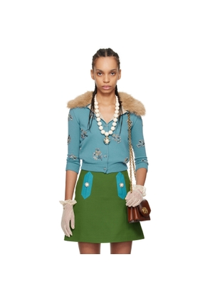 Valentino Blue Embroidered Cardigan