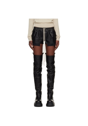 Rick Owens Black Temple Fog Leather Shorts