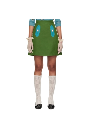 Valentino Green Solid Crepe Couture Miniskirt