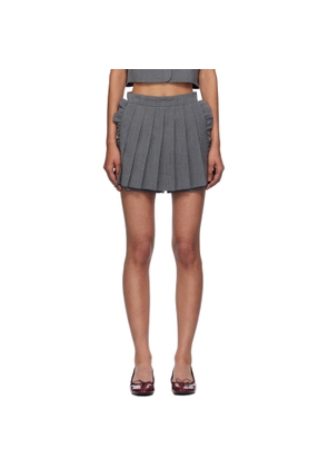 Pushbutton Gray Pleated Apron Shorts