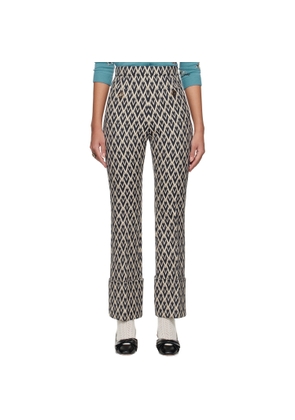 Valentino Off-White & Navy Toute 'La V' Jacquard Trousers