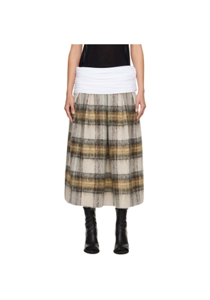 Stefan Cooke White & Gray Elastic Waist Midi Skirt