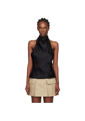 BALMAIN Black Backless Silk Blouse