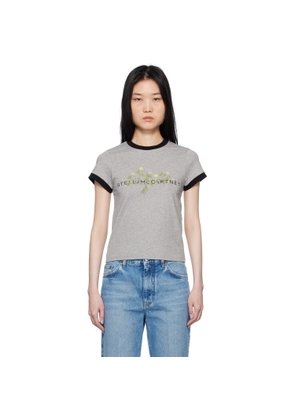Stella McCartney Gray Logo Floral Embroidered T-shirt