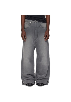 LU'U DAN Gray Wadded Jeans
