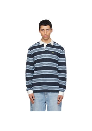 Lacoste Navy & Blue Relaxed Fit Striped Piqué Rugby Polo