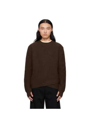 J EONGL I Brown Wool 2Layer Knit Sweater