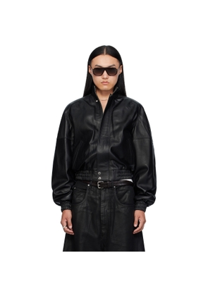 LU'U DAN Black Blouson Leather Jacket