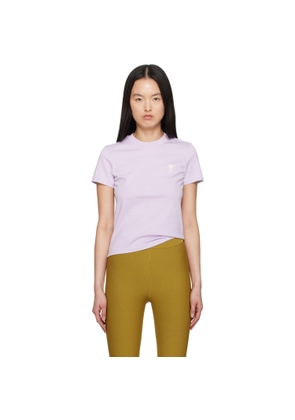 AMI Paris Purple Cotton Cropped T-shirt