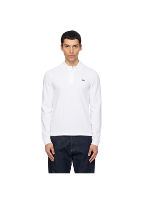 Lacoste White Classic Fit Long Sleeve L.12.12 Polo