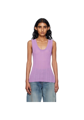 Versace Purple Ribbed Knit Tank Top
