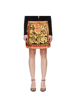 Versace Yellow & Red Barocco 92 Foulard Silk Miniskirt