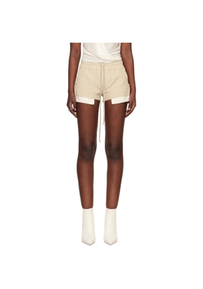 Rick Owens Beige Fog Boxer Leather Shorts