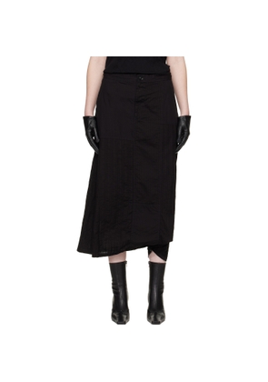 Y's Black Patched Pants Midi Skirt