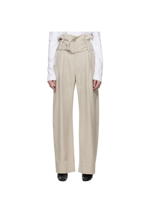 JW Anderson Taupe Gathered Waist D-Ring Trousers