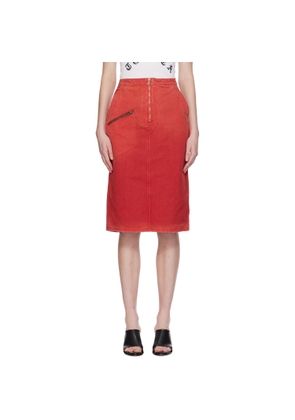 WILLY CHAVARRIA Red Workwear Zipped Denim Midi Skirt