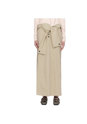 OPEN YY Beige Wrap Trench Midi Skirt