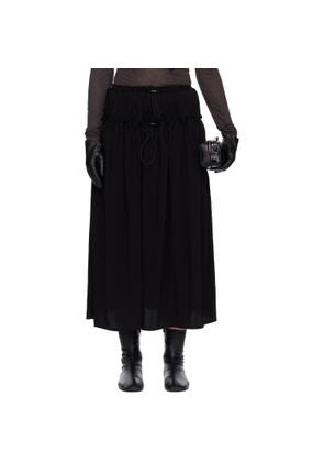Y's Black Crepe De Chine Double Gathered Maxi Skirt