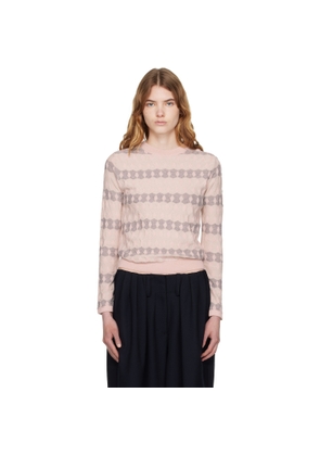 OPEN YY Pink Jacquard Pullover Sweater