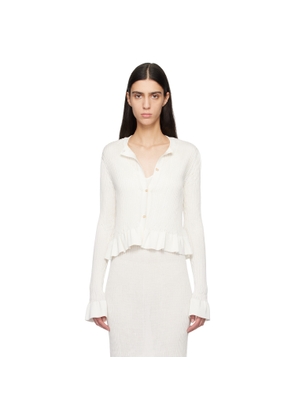 Jil Sander Off-White Long Sleeves Frill Detail Cardigan