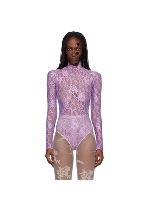 Valentino Purple Floral Lace Bodysuit