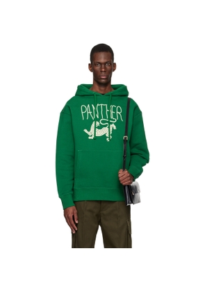 Valentino Green Cotton 'Panther' Print Hoodie