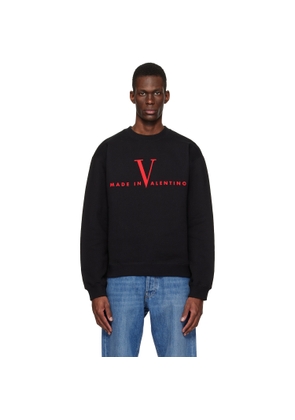 Valentino Black Cotton 'Made in Valentino' Print Sweatshirt