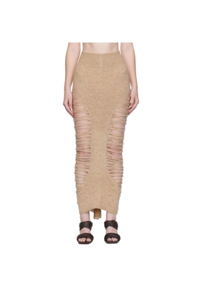 Rick Owens Beige Concordians Calf Dauphine Midi Skirt