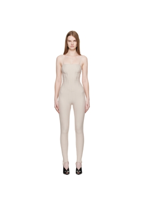 Mugler Beige Boned Stretch Catsuit