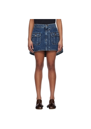 JW Anderson Blue Curved Patch Pocket Denim Miniskirt