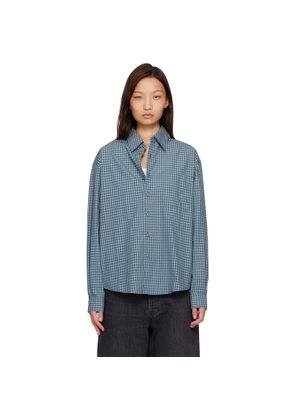 COOR Navy Micro Ombre Check Shirt