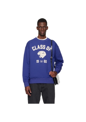 Valentino Blue Cotton Panther 'Class of 1960' Print Sweatshirt