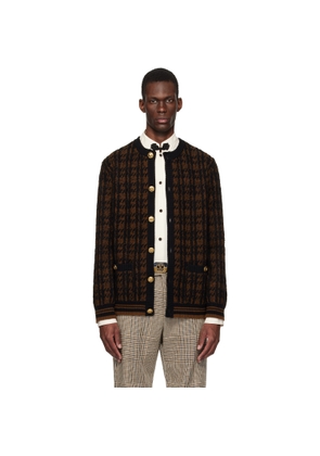Valentino Brown & Black Wool Cardigan