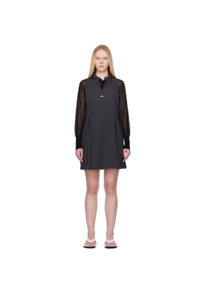 AMOMENTO Gray Nylon Hooded Minidress