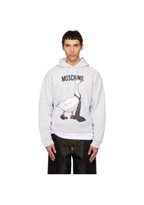 Moschino Gray Archive Goose Hoodie
