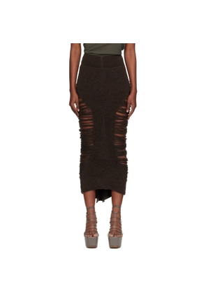Rick Owens Brown Concordians Calf Dauphine Midi Skirt