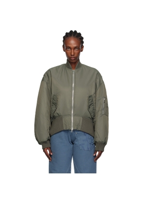 JW Anderson Gray Oversized Curved Hem Bomber Jacket