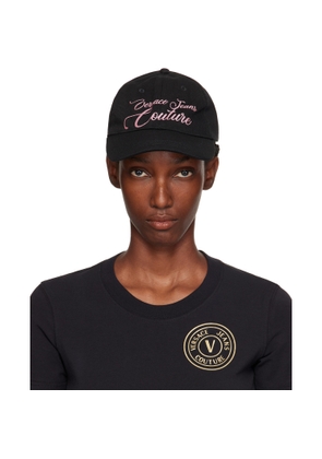 Versace Jeans Couture Black Cotton Logo Glitter Baseball Cap