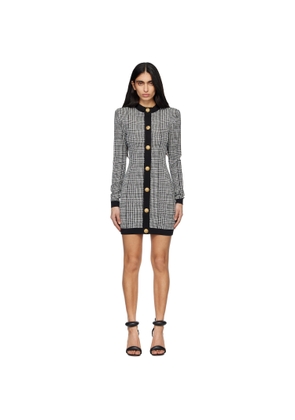 BALMAIN Black & White Long Sleeve Prince Of Wales Minidress